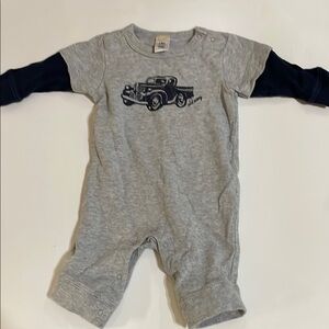 Vintage Car Baby Onesie - Gray and Navy